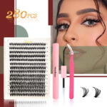 European and American cross-border false eyelash book large capacity Amazon hot-selling single cluster segmented Middle East glue eyelash set - 40D14 14-row set