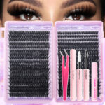 Amazon 304080100D false eyelashes European and American style single cluster 32 rows 640 clusters eyelash book set wholesale - 80100D+Glue+Tweezers+Remover
