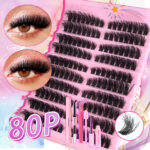 European and American cross-border hot-selling DIY single cluster false eyelashes, large capacity, curly and thick mixed style eyelashes wholesale - Pair of 80D Fluffy Set