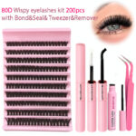 [TEMU Bestseller] 30D Thick 10-Row Large Capacity Fluffy Single Cluster DIY Self-Lamination Segment Lashes - 80D+Glue+Tweezers+Remover