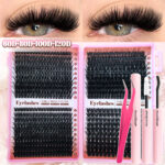 [800 Clusters] Large Capacity Lash Book 6080100120D False Eyelash Set Hot Selling for Cross-border Europe and America - 681012D+Glue+Tweezers