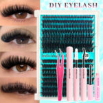 Large Capacity 320 Clusters Hot Melt D Curl Lashes - Single box + double-head glue + tweezers + remover