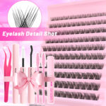 Hot Melt Cluster Eyelash Set for Cross-Border Trade, Large Capacity Eyelash Book, Dense Black Stem, Soft and Curly, European and American Style - Washboard Set