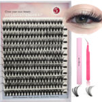 Custom Amazon 30D40D kit DIY clusters lashes cross-border European and American thick handmade false eyelashes - 40D+2in1 Glue + Gold Feather Tweezers