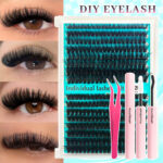 Large Capacity 320 Clusters Hot Melt D Curl Lashes - Single box + double-head glue + tweezers