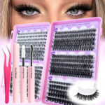 D-Curve Curly Cluster Lashes 660 Pack - 346810D + Double-sided glue + Tweezers + Remover