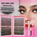 Amazon 30D40D50D35 Row False Eyelashes Foreign Trade Cluster Lashes Book European and American Cross-border Eyelashes Wholesale - Pink Book 304050D + Glue + Tweezers