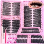 Cross-border false eyelashes, European and American style, a set of segmented natural mixed large-capacity eyelash book family set eyelash kit - 【Single Set】Pink Book 6810 Pairs + Glue + Red Tweezers