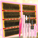 European American Fluffy 30D 40D 50D 60D D Curl Cluster Lashes - 3456D + Glue + Tweezers + Remover