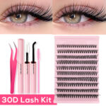 Amazon Best-Selling Asian False Eyelash Set, Wispy Lash Book, Cross-Border Eyelash for European and American Markets, Factory Wholesale - Rub 30P + glue + gold feather tweezers