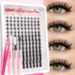 [Amazon Hot Sale] New Little Wild Rabbit Lashes 14-Row Comic Lashes 140 Clusters for Beginners - 14 rows small wild rabbit + glue + tweezers + remover