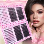 Eyelash Book/Cross-border Large Capacity Single Cluster False Eyelashes 9-16mm Natural Thick Style Eyelash Set - Pink Eyelash Book + Lower Lashes - 60 Rows