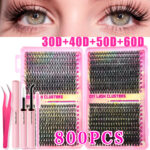Custom Amazon 30P 40P 32 Row False Eyelash Glue Set 60P 80P Cluster Thick Segmented Cross-border Europe and America - Eyelash Book 30P 40P 50P 60P-40 Row Set