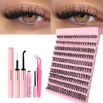 [TEMU Bestseller] 30D Thick 10-Row Large Capacity Fluffy Single Cluster DIY Self-Lamination Segment Lashes - 30D+Glue+Tweezers+Remover