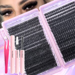 Amazon 304080100D false eyelashes European and American style single cluster 32 rows 640 clusters eyelash book set wholesale - 80100D+Glue+Tweezers