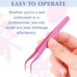 European and American cross-border false eyelash book set, large capacity, colorful segmented full set of single cluster flower lashes, curled and lifted eyelashes - 【Tool】Blunt Premium Tweezers