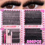 Segmented D-Curve Cluster Lash Book - Pink book 46810 fried-40 rows