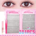 Natural Fishtail Extra Large Capacity Eyelash Book, Baby Curl, Natural Look, Segmented Single Cluster, Beginner False Eyelashes - Eyelash Book + Regular Glue Tweezers