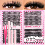 Cross-border European and American style false eyelash gift box, thick style, single cluster segmented eyelash set, eyelash book, factory wholesale - Set 1