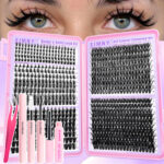 Cross-border European and American style thick false eyelashes 50D80D large capacity eyelash book set Asian mixed race eyelash wholesale - 1 box + glue + tweezers + remover