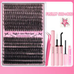 Cross-border trade DIY segmented European and American hot melt cluster lashes 60D+80D fluffy voluminous single box false eyelash set - Pink Card 6080 Blast-16 Row Set 2
