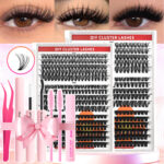 Hot Melt Cluster Eyelash Set for Cross-Border Trade, Large Capacity Eyelash Book, Dense Black Stem, Soft and Curly, European and American Style - 304050D Set