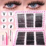 European and American false eyelashes cross-border hot selling 30D-100D lash book thick big eye curly lash cluster Amazon style - 3456810D+Glue+Tweezers+Remover