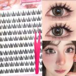 100 clusters large capacity glue-free small milk dog series false eyelashes lazy thick natural beginner eyelashes comic segment - 100 clusters glue-free dog series + golden feather tweezers 12mm