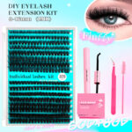 Cross-border best-selling single-cluster false eyelashes, Europe, America, and Middle East export cosmetics, exclusive glue and tweezers wholesale, 30P 40P - Fluffy 60D+80D【320Pcs】+Glue+Tweezers+Lash Brush+Instruction Manual