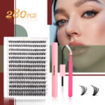 European and American cross-border false eyelash book large capacity Amazon hot-selling single cluster segmented Middle East glue eyelash set - 30D14 Row Set
