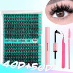 Cross-border best-selling single-cluster false eyelashes, Europe, America, and Middle East export cosmetics, exclusive glue and tweezers wholesale, 30P 40P - 40D+50D【320Pcs】+Glue+Tweezers+Lash Brush
