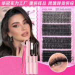 Cross-border stock eyelash book, European and American false eyelashes for export, 40D/60D/80D/100D mixed, D curl, 20 rows, 400 clusters - Eyelash book powder card 468100D blast-20 rows combination 1