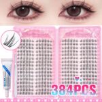 Natural Fishtail Extra Large Capacity Eyelash Book, Baby Curl, Natural Look, Segmented Single Cluster, Beginner False Eyelashes - Eyelash Book + Small Glue Tweezers