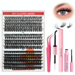 [2IN1 Double-Ended Glue] Cross-border European and American False Eyelash Extension Waterproof Remover Thick Curly Makeup Tweezers - Eyelashes 304050 + 2in1 glue + gold feather tweezers + remover
