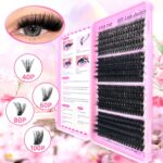 Eyelash Book/Cross-border Large Capacity Single Cluster False Eyelashes 9-16mm Natural Thick Style Eyelash Set - Pink eyelash book 46810 burst -20 rows