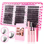 Custom cross-border European and American single-cluster thick false eyelashes self-lamination curling foreign trade eye makeup supplies DIY eyelashes - Fluffy lash extensions (3 items)