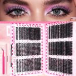 European and American false eyelashes cross-border hot selling 30D-100D lash book thick big eye curly lash cluster Amazon style - 3456810D+Glue+Tweezers
