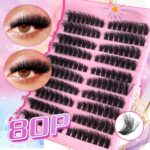 European and American cross-border hot-selling DIY single cluster false eyelashes, large capacity, curly and thick mixed style eyelashes wholesale - Pair of 80D Fluffy