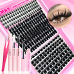 Cross-border thick eyelash clusters 20 rows mixed set lower lashes segmented large capacity European and American false eyelashes wholesale - Pink vertical AM125 soft pack-20 rows + glue + tweezers + remover