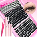 Cross-border thick eyelash clusters 20 rows mixed set lower lashes segmented large capacity European and American false eyelashes wholesale - Pink vertical AM125 soft box - 20 rows + glue + tweezers