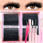 [800 Clusters] Large Capacity Lash Book 6080100120D False Eyelash Set Hot Selling for Cross-border Europe and America - 681012D+Glue+Tweezers+Remover
