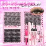 Hot Melt Cluster Eyelash Set for Cross-Border Trade, Large Capacity Eyelash Book, Dense Black Stem, Soft and Curly, European and American Style - 30406080D Set