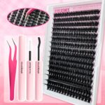 80D Fluffy Curly Cluster Lashes - Pink Card 80D Fluffy + Double-ended Glue + Tweezers