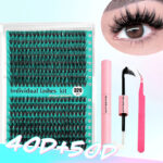 Cross-border best-selling single-cluster false eyelashes, Europe, America, and Middle East export cosmetics, exclusive glue and tweezers wholesale, 30P 40P - 40D+50D【320Pcs】+Glue+Tweezers