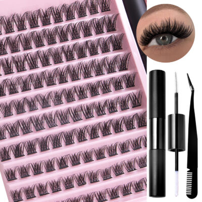 European and American cross-border bestseller large-capacity single-cluster false eyelash set, natural segmented cluster lashes for daily DIY lash extension