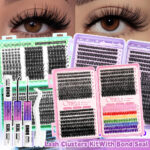 European and American cross-border eyelash book DIY segmented D-curl false eyelashes simulation hot melt cluster lashes self-lash extension kit