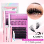 Cross-border e-commerce DIY segmented cluster lashes red box set, long cross dense false eyelashes, factory direct supply for foreign trade TK