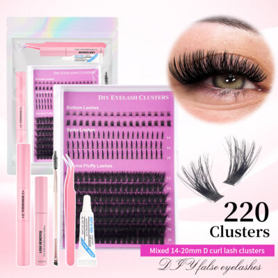 Cross-border e-commerce DIY segmented cluster lashes red box set, long cross dense false eyelashes, factory direct supply for foreign trade TK