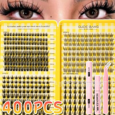 Cross-border hot-selling wheat ear pure wild fishtail autumn maple leaf 400 clusters eyelash book large capacity false eyelashes C curl mixed pack source
