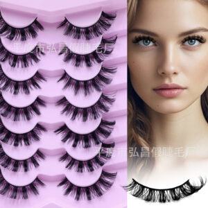 Cross-border European and American style false eyelashes, 7 pairs, thick, natural, curly, cross-border source factory false eyelashes